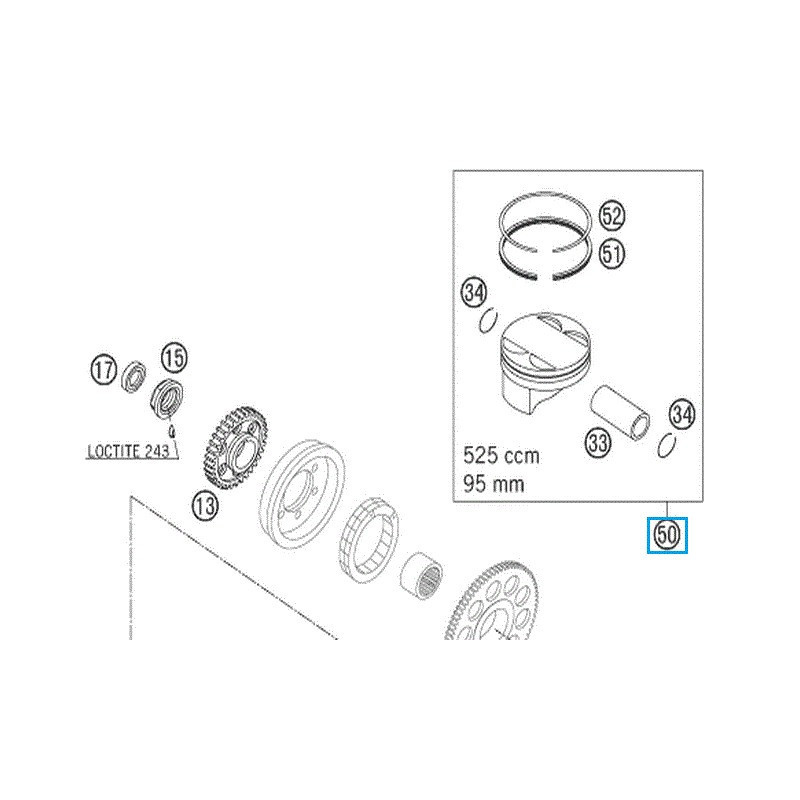 59030007000I Πιστόνι Κομπλέ KTM EXC-SX 520-525 95mm