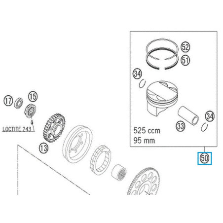 59030007000I  Piston Cpl. Forged KTM EXC-SX 520-525 95mm