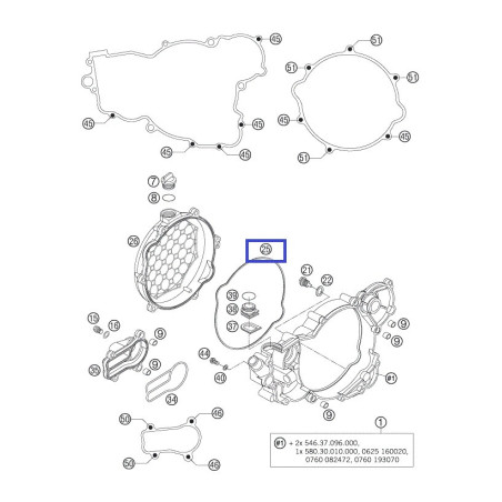 55130027000  Clutch Cover Outside Gasket KTM EXC-SX-250 2-stroke '04-'14