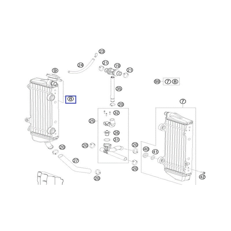 54835008400  Radiator Right  KTM EXC-SX '11-'16