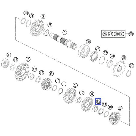 0405222611  Ρουλεμάν Αξονα Σασμάν KTM EXC-250-300