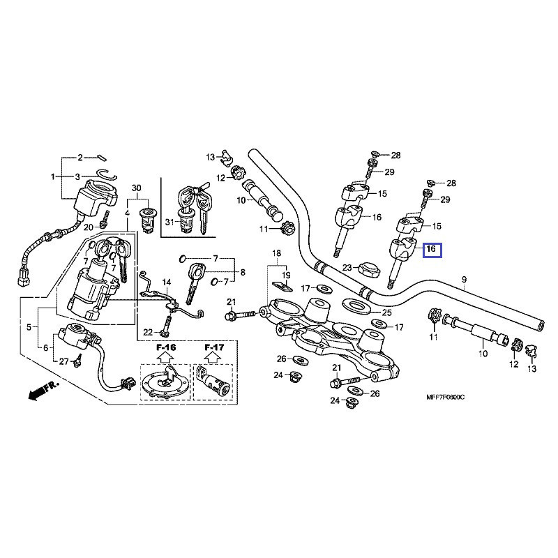 53132KL3670  Βάση Τιμονιού Honda XL-600V-650V-700V Transalp