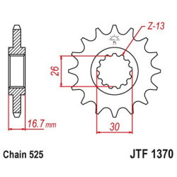 JTF1370.16RB  JT Front Sprocket Honda XL-1000V Varadero