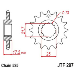 JTF297.15RB  JT Front Sprocket Honda CB-500 CBF-500