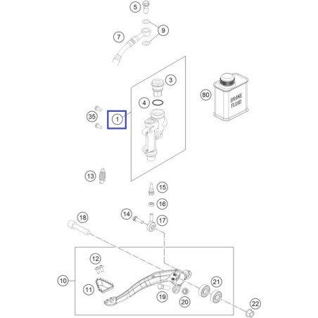 77013060044  Τρόμπα Πίσω Φρένου KTM EXC '13-'18 SX '12-'18