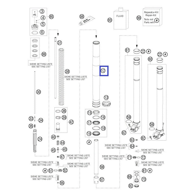 48600736  Μπουκάλα Εξωτερική Εμπρός Ανάρτησης KTM EXCF-SXF '09-'17
