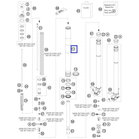 48600736  Μπουκάλα Εξωτερική Εμπρός Ανάρτησης KTM EXCF-SXF '09-'17
