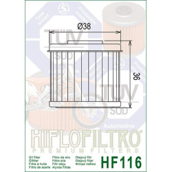 HF116   HIFLO Oil Filter Honda CRF-150/250/450 