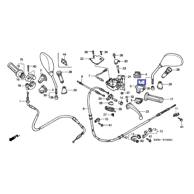 88220KGF900  Mirror LH. Honda SH-150 '01-'08