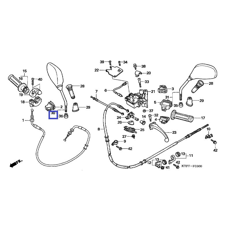 88210KGF900  Mirror RH. Honda SH-125/150 '01-'08