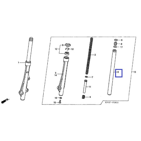 51410KPHE21  Καλάμι Εμπρός Ανάρτησης Honda ANF-125i Innova '07-'12