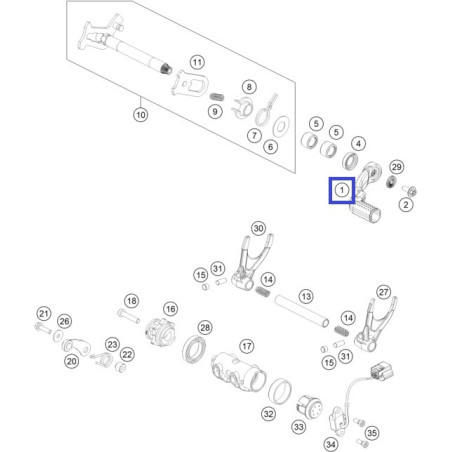 79434031000   Genuine Shifting Lever Cpl. KTM SX-F 450 '16