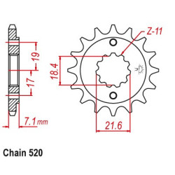 FS13096-13    Pro-X Front Sprocket 13t. Honda XR-250 '96-'04
