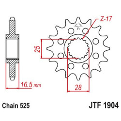 JTF1904.17   JT Front Sprocket 17t. KTM ADV-950/990/1190