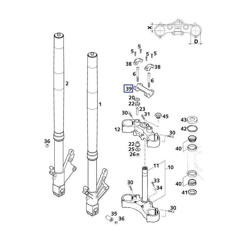 79001139036  Κάτω Βάση Τιμονιού 28mm KTM SX/SX-F '16