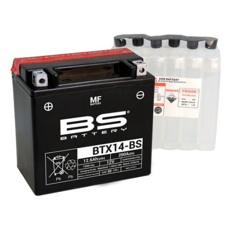 BTX14BS  Μπαταρία BS YTX14-BS Gillera Nexus-250/300/500