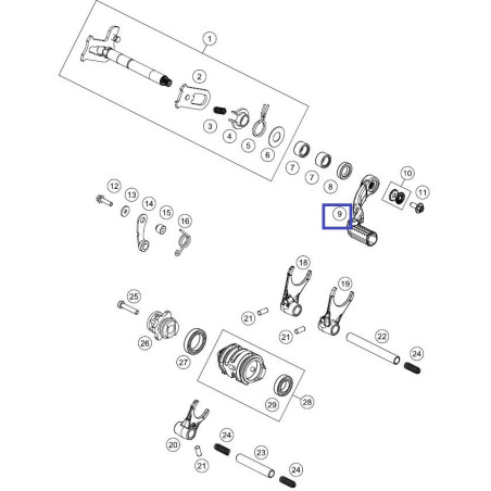 50434031000  Shifting Lever Cpl. KTM SX-85-125-150 '17-'23