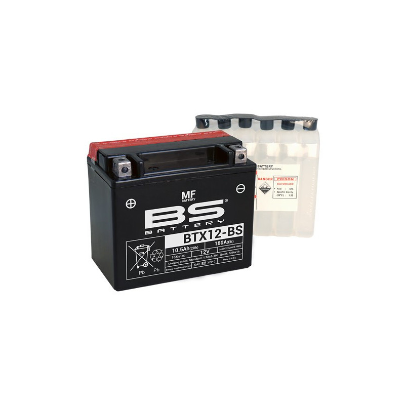 BTX12BS   BS Battery YTX12-BS Kawasaki KLE-400-500 Versus-650