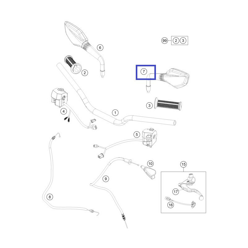 90112040000  Καθρέφτης Αριστερός KTM Duke-125/200/390 '11-'16 