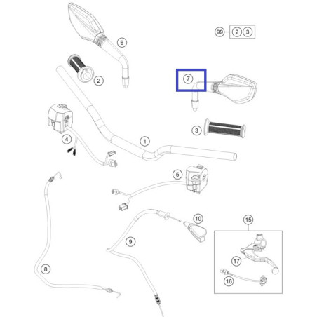 90112040000  Καθρέφτης Αριστερός KTM Duke-125/200/390 '11-'16 