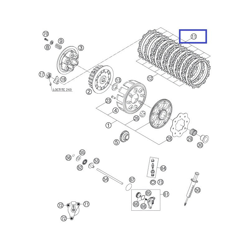 54832011000  Clutch Friction Plates Kit KTM EXC-250 '04-'12