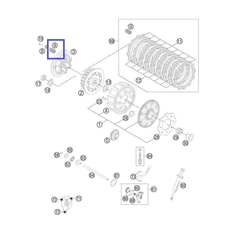 54832080000  Ελατήρια Συμπλέκτη Σετ KTM EXC-250-300 '04-'12