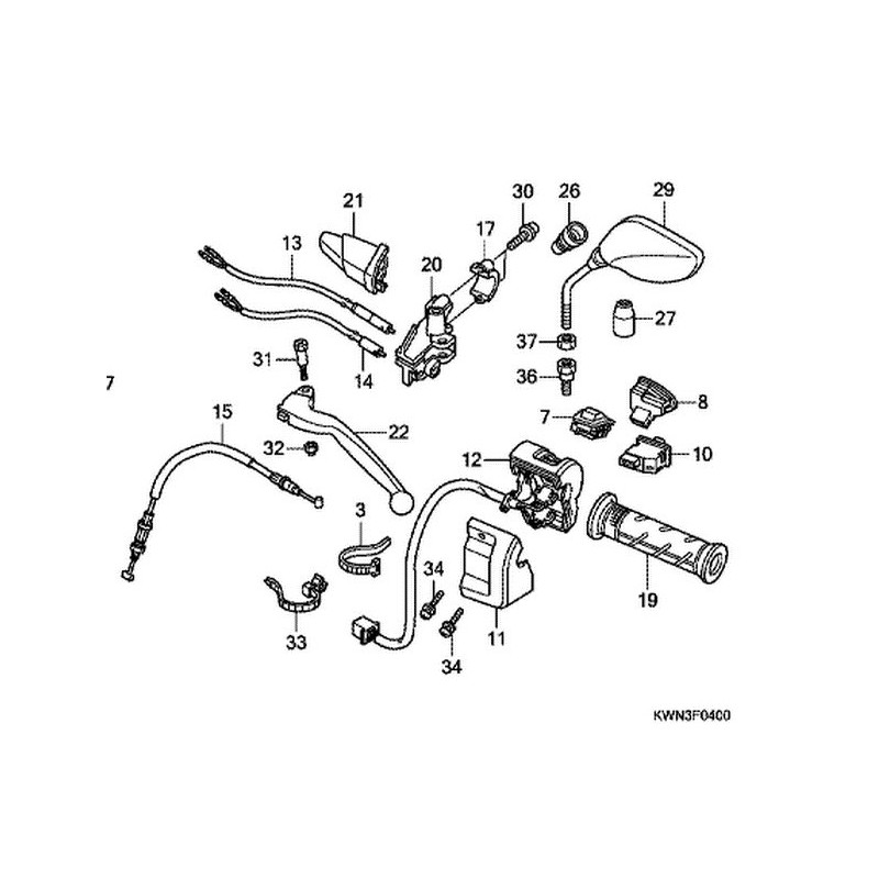 53178KWN930 Honda PCX-125 Lever L. Steering Handle