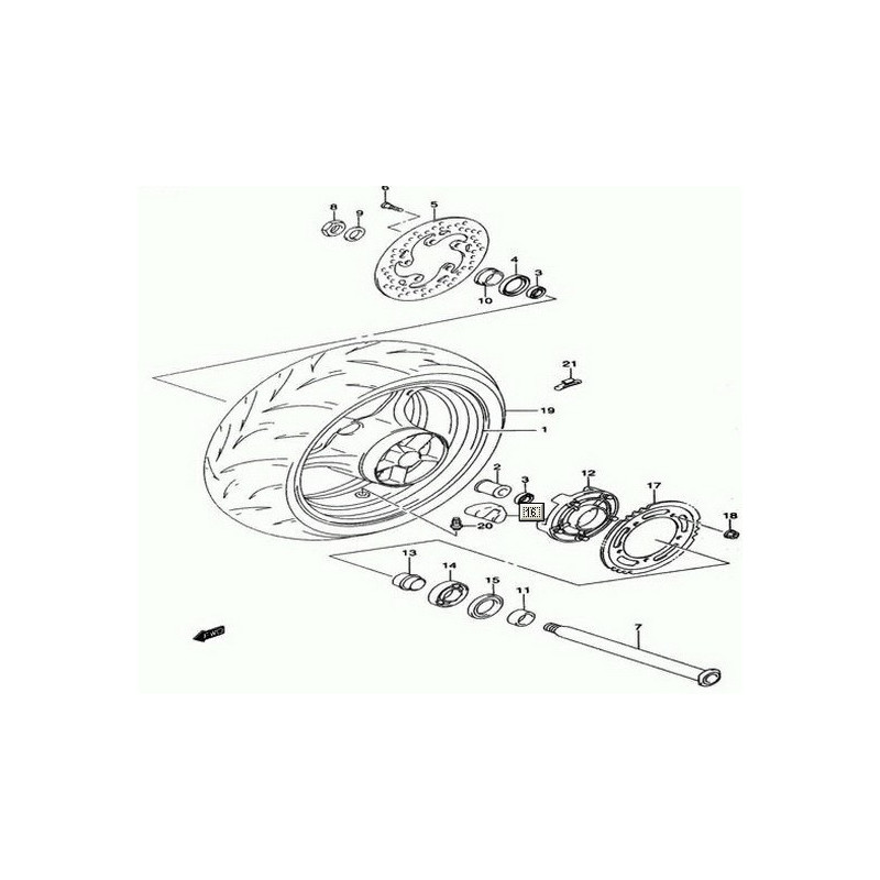 6465135F20  Σινεμπλόκ Οπίσθιου Τροχού Suzuki GSR-600