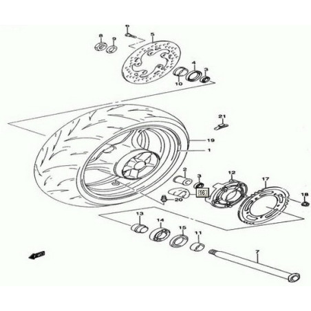 6465135F20  Σινεμπλόκ Οπίσθιου Τροχού Suzuki GSR-600