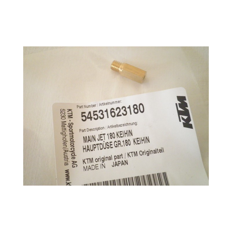 54531623180  Main Jet 180 Keihin KTM EXC-SX