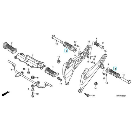 50710GN5830  Rubber Footrest Pillion Honda ANF-125 Innova