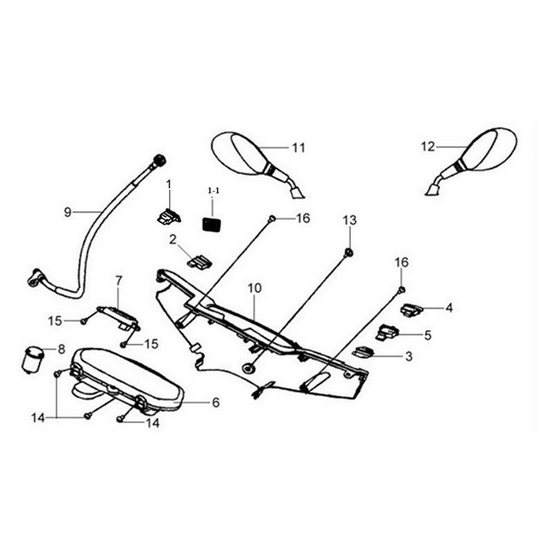 88110HHA000   Mirror RH. Sym HD-125-200 Evo