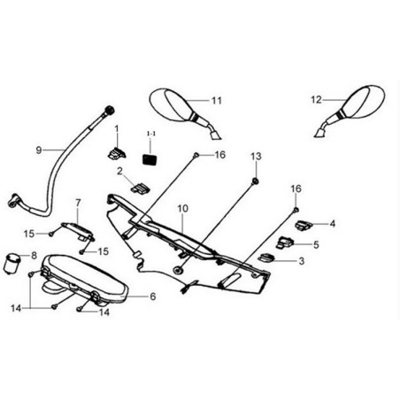 88110HHA000   Mirror RH. Sym HD-125-200 Evo