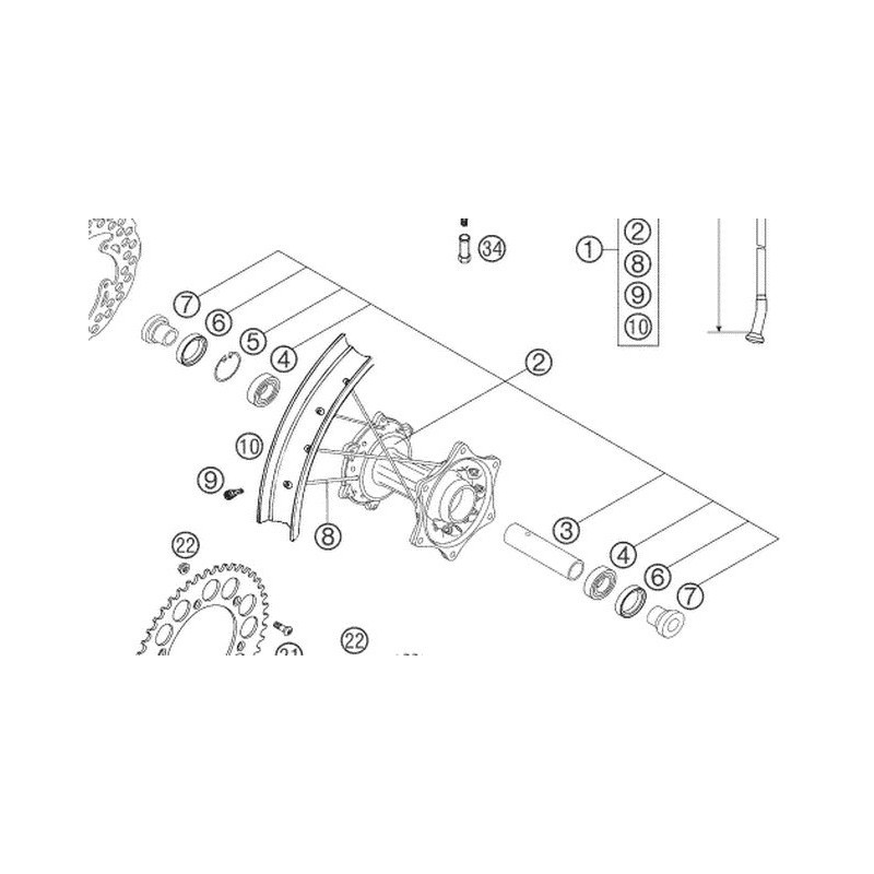 78010010144  Κέντρο Πίσω Τροχού KTM EXC-SX '06-'13
