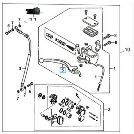 53175AAA000 Μανέτα Φρένου Δεξιά Sym Symphony-50-125-150