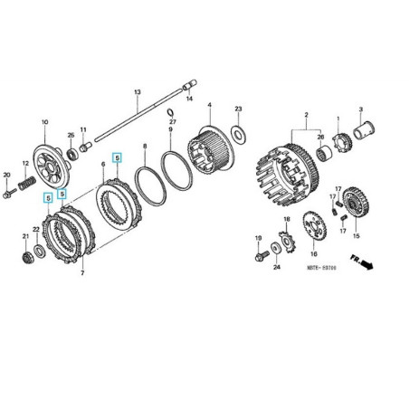 22201MBBSET  Δίσκοι Συμπλέκτη Φίμπερ Σετ Honda XL-1000V Varadero '99-'02