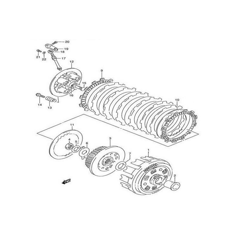 2144144B01SET Clutch Drive Fiber Plate Set Suzuki XF-650 Freewind