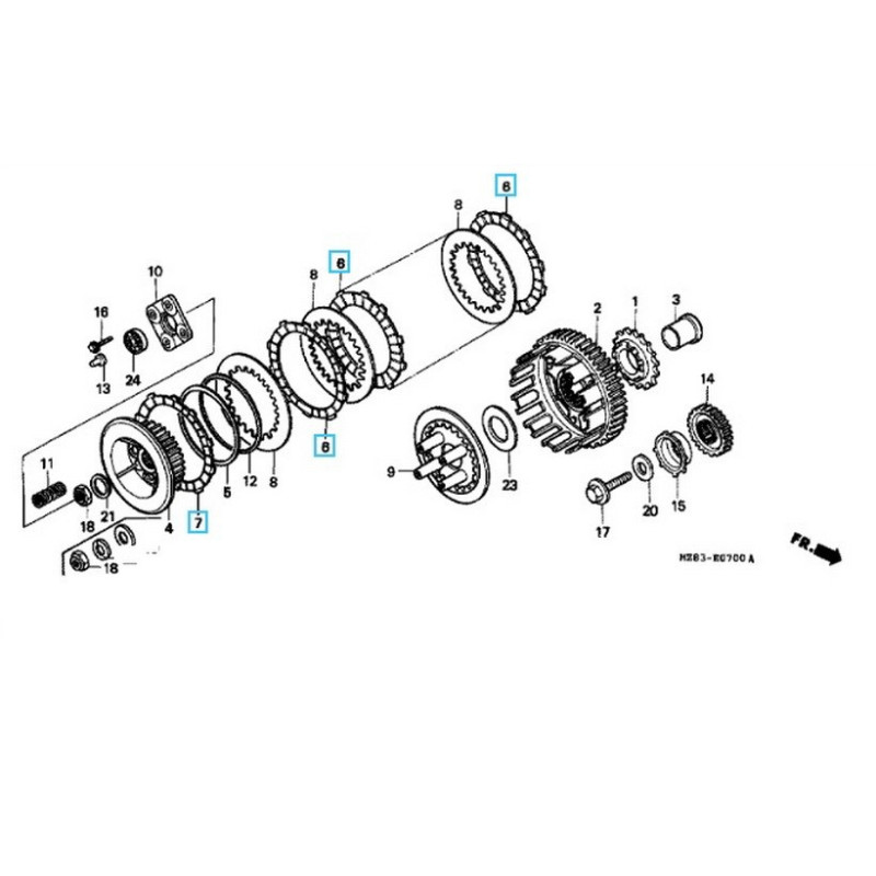 22201MN8SET  Δίσκοι Συμπλέκτη Φίμπερ Σετ Honda XL-400V Transalp VT-400 Steed