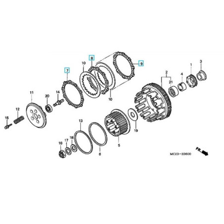 22201MASSET1  Δίσκοι Συμπλέκτη Φίμπερ Σετ Honda VFR-800 '00-'09