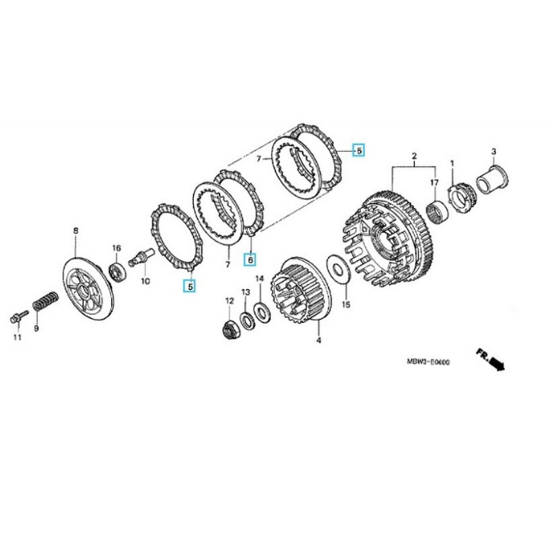 22201MASSET3  Δίσκοι Συμπλέκτη Φίμπερ Σετ Honda CBR-600F '96-'06
