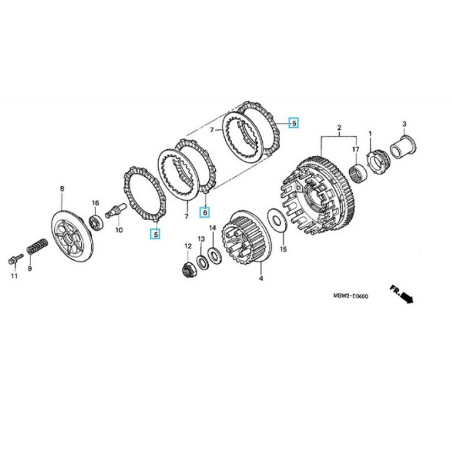 22201MASSET3  Δίσκοι Συμπλέκτη Φίμπερ Σετ Honda CBR-600F '96-'06