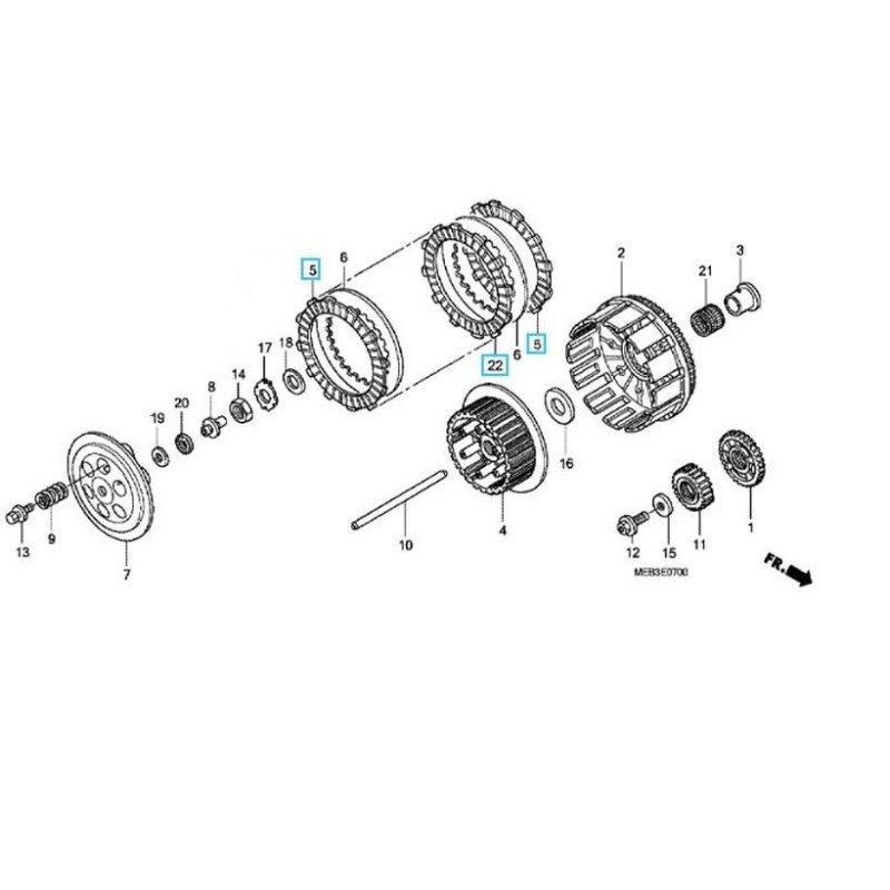 22201MEBSET  Δίσκοι Συμπλέκτη Φίμπερ Σετ Honda CRF-450R '02-'03