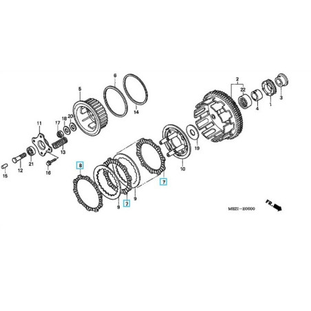 22201MALSET1  Clutch Friction Disks Set Honda CBF-600 '04-'07