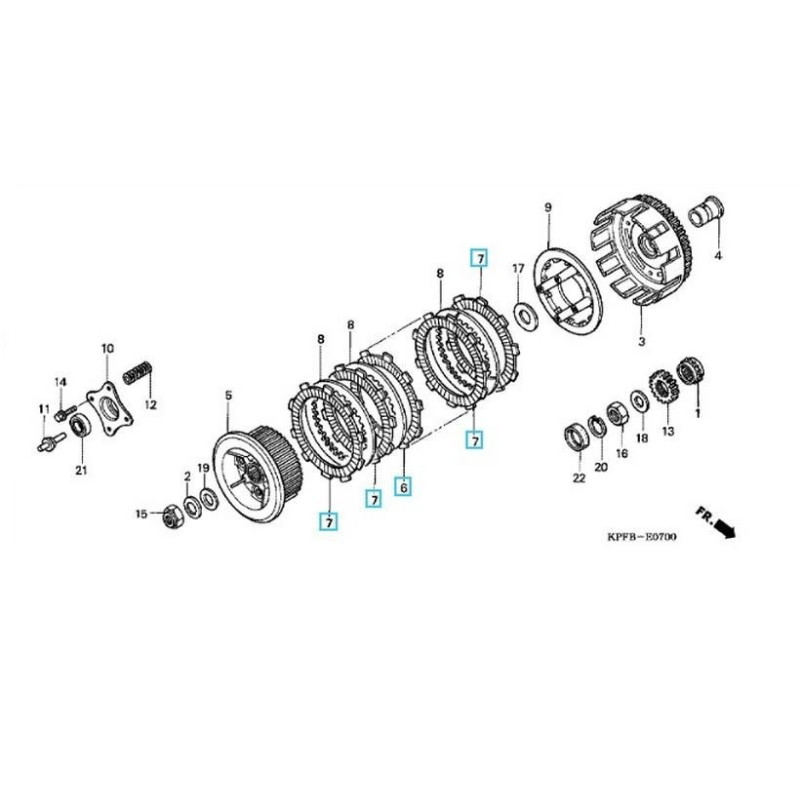22201MALSET5  Clutch Friction Disks Set Honda CBF-250