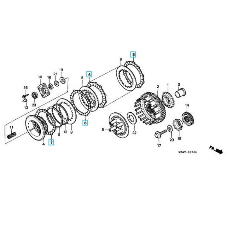 22201MALSET4  Δίσκοι Συμπλέκτη Φίμπερ Σετ Honda VT-600 Shadow '98-'99