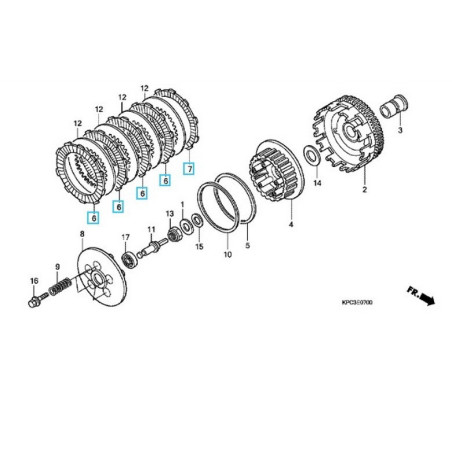 22201MALSET6  Clutch Friction Disks Set Honda XL-125V Varadero 