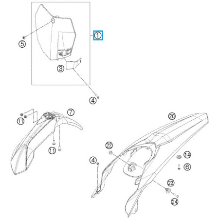 7770800704428  Numper Plate Λευκό KTM SX-SXF '13-'14