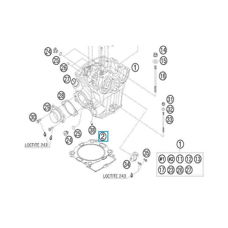 77330036000  Cylinder Head Gasket KTM SX-F 450 '07-'12 SMR-450 '07-'12