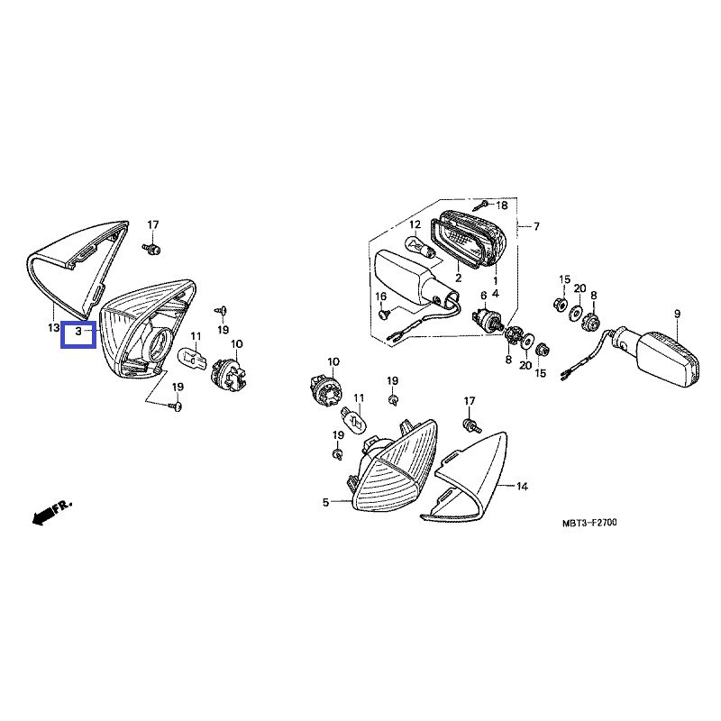 33410MBG000  Φλας Εμπρός Δεξιό Honda XL-1000V Varadero '99-'02