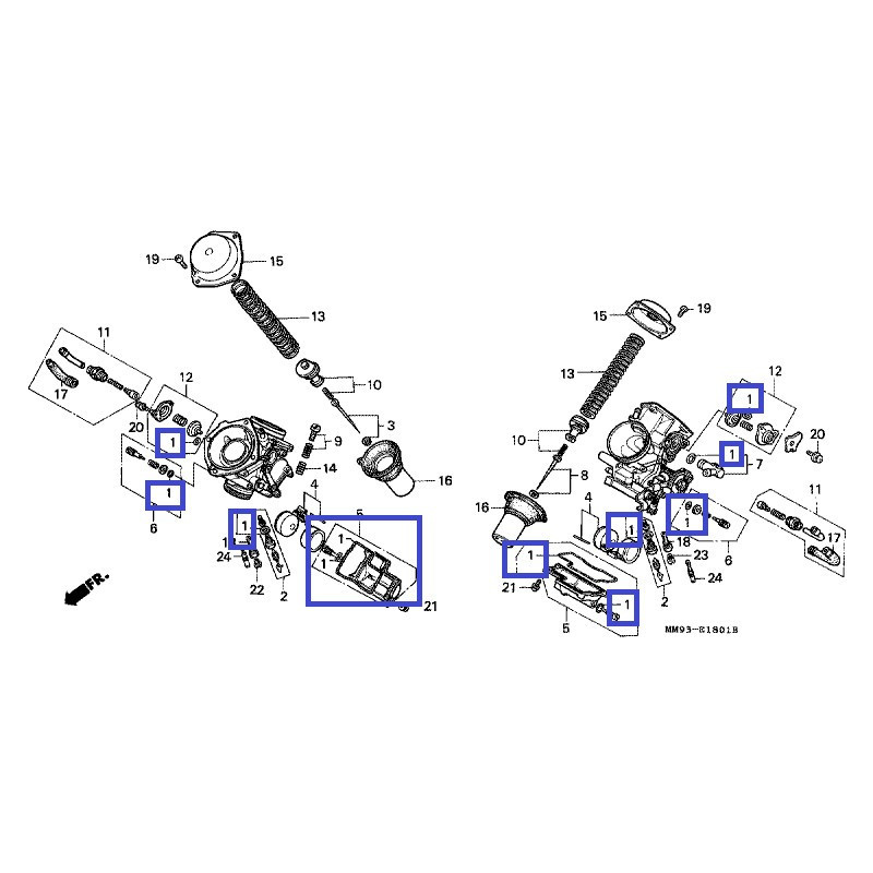 16010MR1691  O'ring Καρμπυρατέρ Σετ Honda XL-600V Transalp